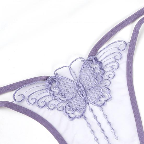 Бесшовные женские трусы со средней посадкой и вышивкой, принтом бабочек, ультратонкие прозрачные сексуальные трусы