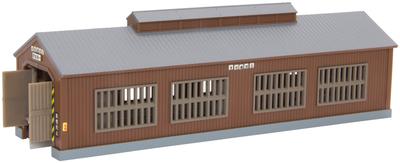 Rokuhan Z Gauge Однопутное локомотивное депо с автоматическими открывающимися и закрывающимися воротами, темно-коричневое, S070-2, Принадлежности для модельной железной дороги