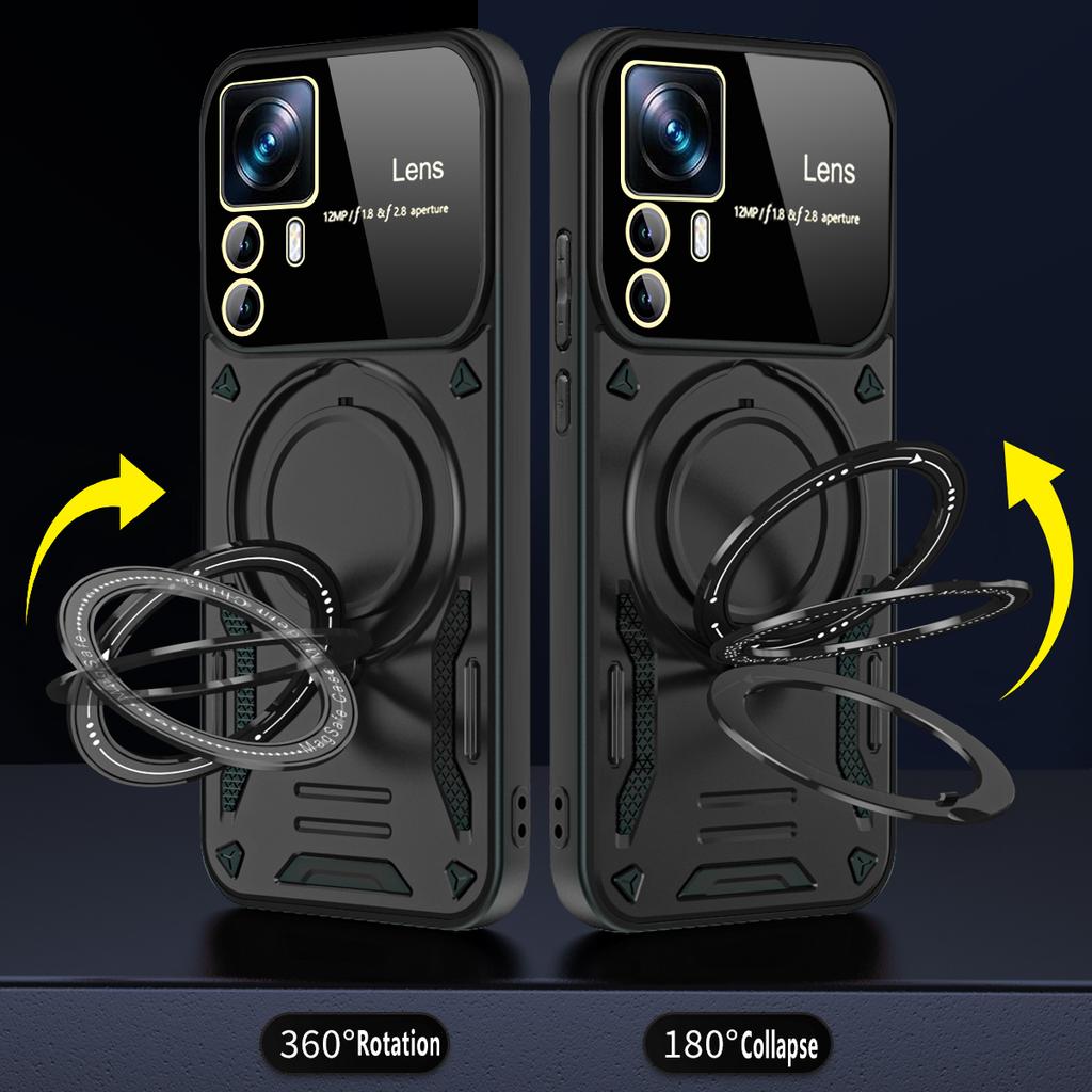 For Xiaomi 12T Pro Case Magsafe Magnetic Wireless Charge Armor Cases For Xiaomi Mi12T Mi 12T Pro Ring Stand Phone Cover