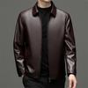 Куртка из натуральной овечьей кожи, мужская деловая флисовая кожаная куртка среднего возраста, осенне-зимний тонкий свободный внешний костюм