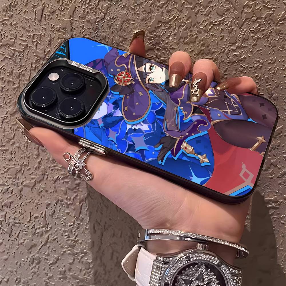 Чехол для телефона Mona Genshin Impact Для IPhone 17 16 15 14 13 12 11 Plus Pro Max Многоцветный Лазерный Аврора Ударопрочный Funda Чехол