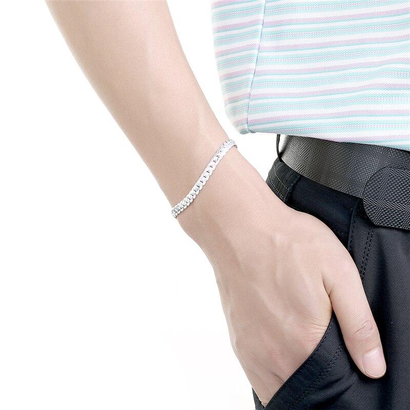 925 Sterling Silver 6mm Full Sideways Chain Bracelets For Women Men Fashion Wedding Party Engagement Jewelry Jewellery