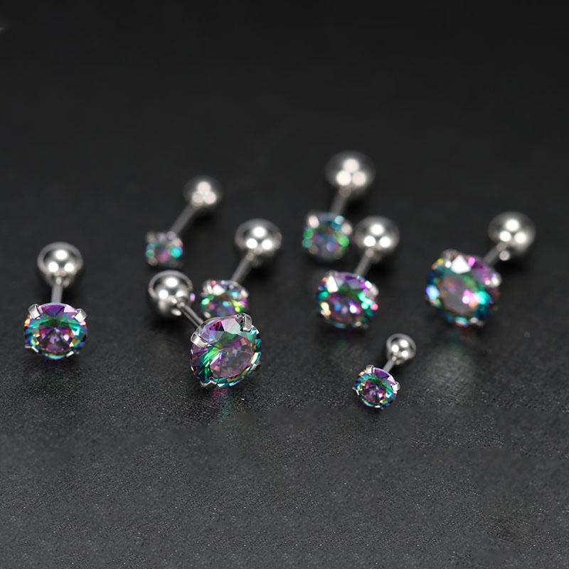 1 шт. маленькие серьги-гвоздики, серьги-гвоздики для хряща, цветные блестящие циркониевые титановые стальные антиаллергические модные украшения для женщин