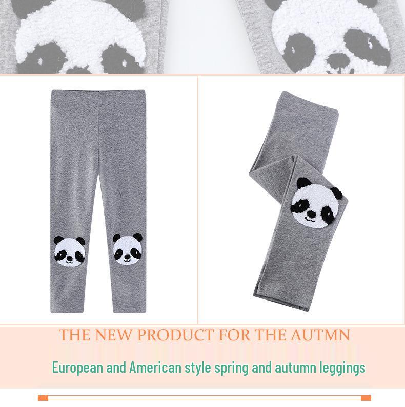 Летние хлопковые вязаные леггинсы с вышивкой панды для девочек - Тонкий стиль для малышей/детей ясельного возраста