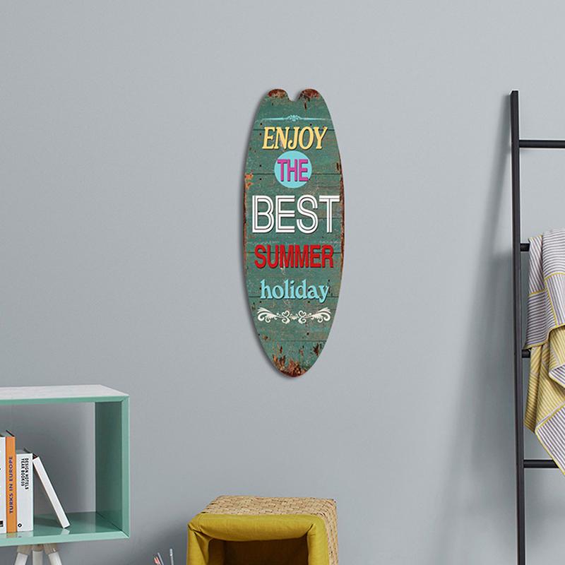 Beach Tiki Bar Surfboard Wooden Sign Plaque Decor For Bathroom Home Wall Plate Poster Vintage Print Wooden Painting Signs
