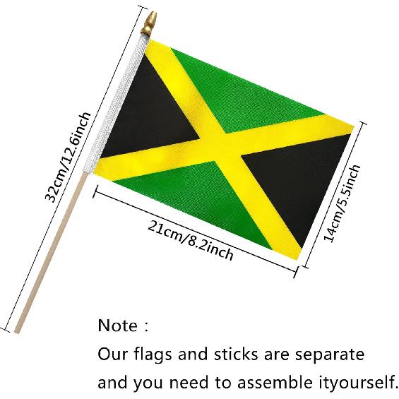 Caribbean 20 Countries Flags on Wood Stick Small Mini Hand Held Flag,5x8 Inch,20 Pack