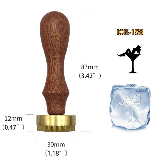 Ice Stamp With Removable Brass Head & Wood Handle - Vintage 1.18" Branding for Cubes, Cocktails, Whiskey, Mojito Drinks - Bar Making DIY Crafting