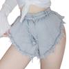 Летние женские джинсовые шорты, повседневные свободные рваные джинсы, шорты, джинсовые шорты, брюки