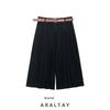 Araltay New Arrival Fashion Style Women's Clothing Fashion All-Match Long Pleated Belt Bermuda Shorts 8288723