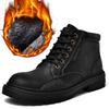 Мужские ботинки Теплые зимние мужские туфли Кожаные Мужские повседневные кроссовки На шнуровке Обувь на платформе Модные Теплые Снежные Мотоциклетные ботинки