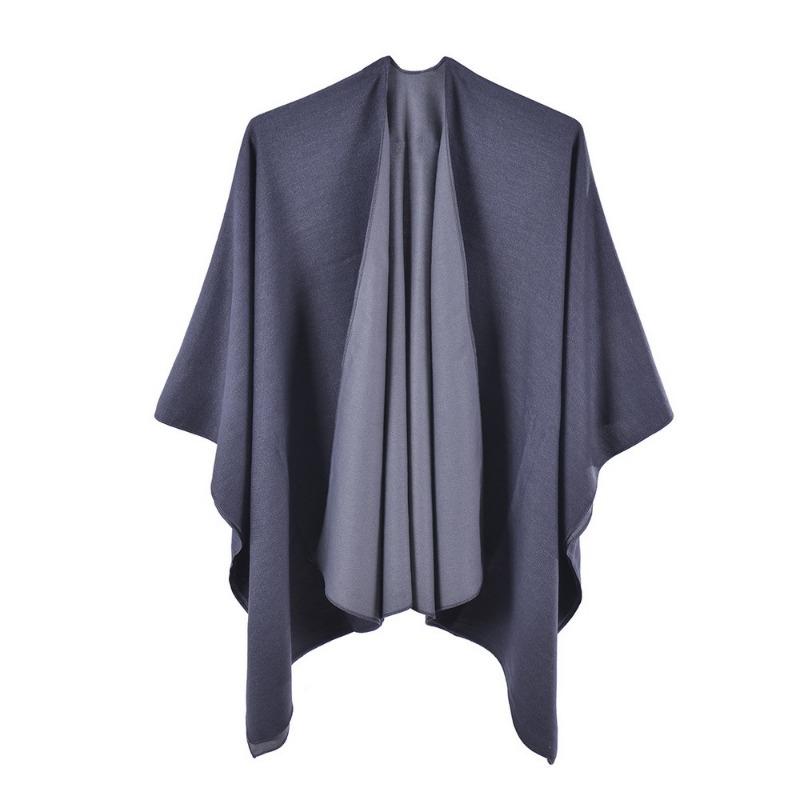 Women S Double Sided Faux Cashmere Split Shawl Cloak Warm Air Condition Blanket