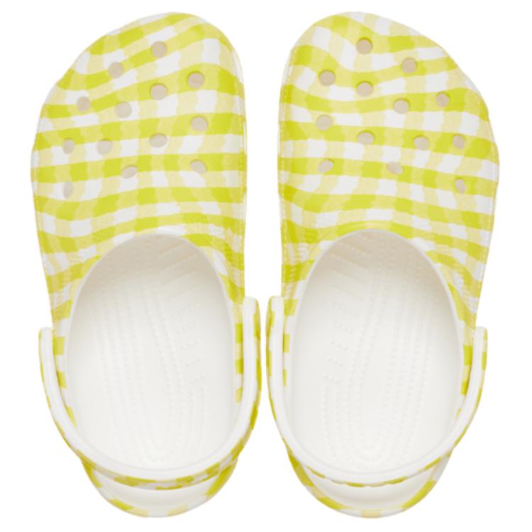 Crocs Classic Gingham Clog Daylily Comfortable Trendy Clogs Unisex Clogs White Yellow 211006-78R