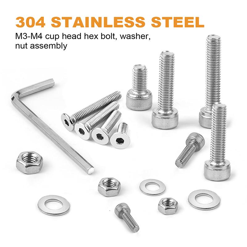 420 шт. (М2-М2.5) Комплект шестигранных болтов и гаек с чашеобразной головкой из нержавеющей стали