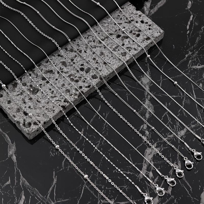 Производитель-источник Ювелирные изделия из нержавеющей стали Цепь О DIY Ювелирные аксессуары Простая тонкая обычная цепь Набор из 12 штук Не тускнеет
