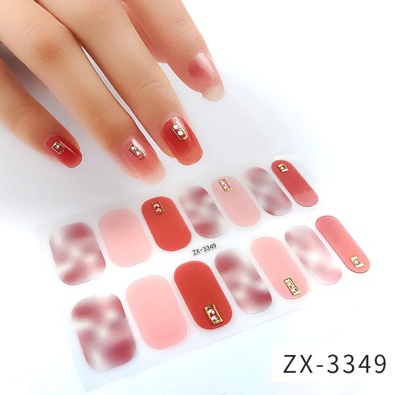ZX 3D Waterproof No-Cure Gel Nail Wraps, Full Cover Japanese & Korean Style Spring & Summer Nail Stickers, Nail Patch Films