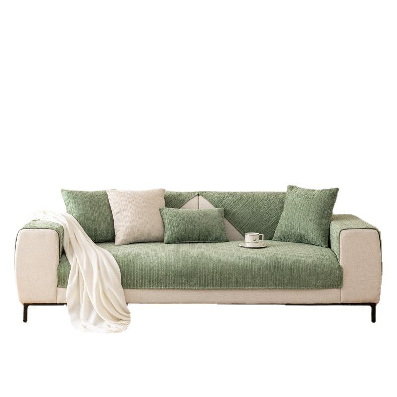 Winter New Style Plush Sofa Cushion Modern Simple Non-Slip Solid Color Corduroy Striped Sofa Cushion Towel