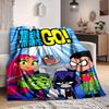 1 шт. Teen Titans Go! Фланелевое плед-одеяло - Легкое, мягкое, теплое, всесезонное одеяло для дивана, кровати, путешествий, кемпинга L1029192
