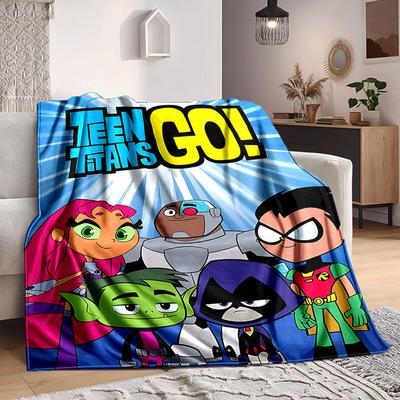 1 шт. Teen Titans Go! Фланелевое плед-одеяло - Легкое, мягкое, теплое, всесезонное одеяло для дивана, кровати, путешествий, кемпинга L1029192