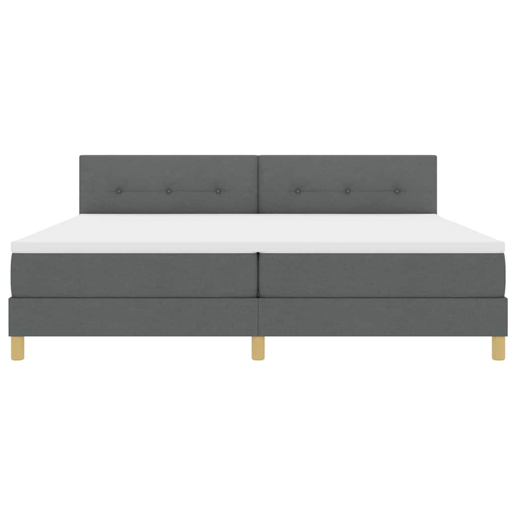 LED Boxspring Bed with Headboard Dark Grey 200 x 200 cm Fabric