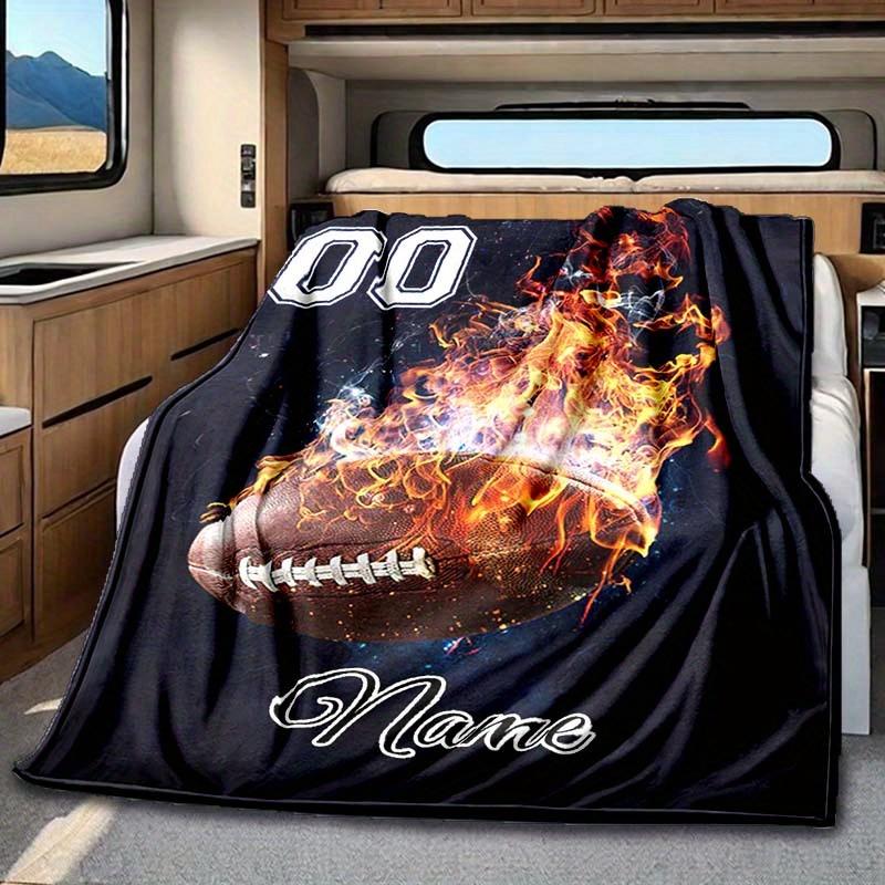 Flame Rugby Style Rv Customize Your Name Blanket Is Suitable For Rv Camping Traveling Rv Home Soft And Warm Rv Interior Blanket Suitable For Gifts To