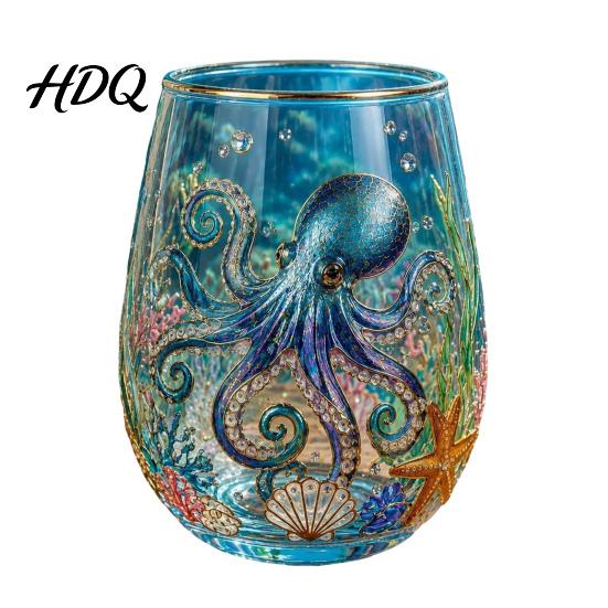 Unique Painted Tea Cup Sea Turtle Glass Tumbler Ocean Theme Drinking Mug Borosilicate Stemless Coffee Mug for Juice Beach Gift Nature Lovers Juice