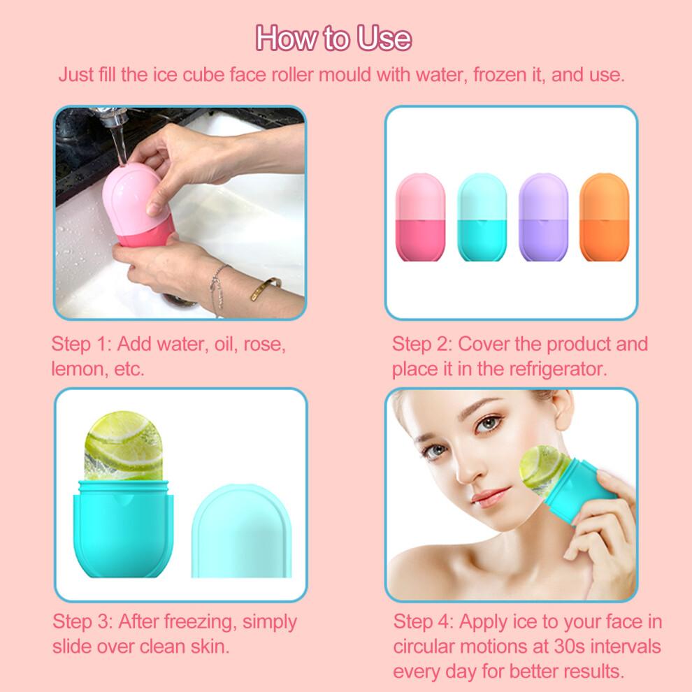Facial Ice Roller Mold Holder 100ml Silicone, Reusable, Brighten & Tighten