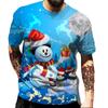 Summer Round Neck Christmas 3D Print Top Fashionable Casual Short Sleeved Men's T-shirts