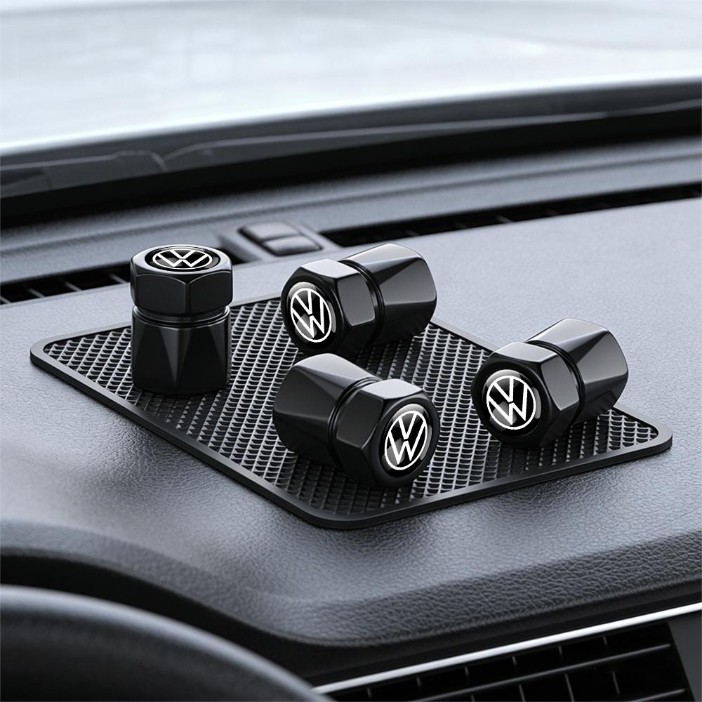 VW 4Pcs Car Tire Valve Caps Metal Wheel Dust Covers Accessories For Volkswagen GTI Golf Polo Passat VW CC Tiguan T-ROC Jetta Taigo