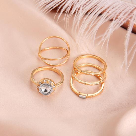 5Pcs/Set Женщины Крест Круглый Цирконий Палец Кольцо Партии Ювелирных Изделий