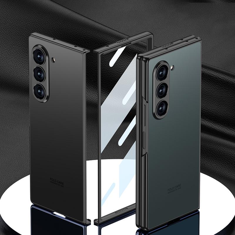 Модный чехол с покрытием, приятным на ощупь, для Samsung Galaxy Z Fold 7 6 5 4 3, защищающий от падений, с защитной пленкой для экрана