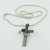 Men Stainless Steel Prayer Cross Ring Pendant Ball Chain Punk Necklace Jewelry