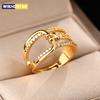 Fashion Double Layers Zircon Rings for Women Gold Color Plated Open Stainless Steel Ring Aesthetic Party Wedding Jewelry