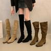 Spring and Autumn French Knight Boots Children's Suede Long Tube 2025 New Height Increase Pile Women's Western Cowboy Boots