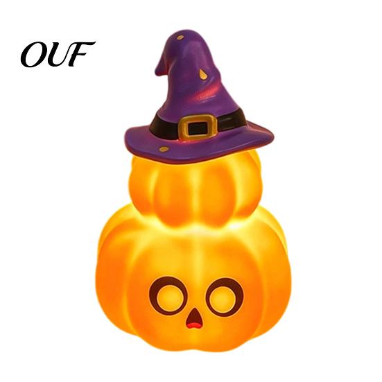 Safe Flameless Candle Cute Halloween Ghost/Pumpkin LED Night Light for Desktop Decoration, Battery Pumpkin Ghost Decor Operated Nursery with Warm Glow