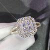 Huitan Luxury Women Geometric Ring Inlaid Bright Cubic Zirconia Fashion Lady Wedding Party Accessories Versatile Chic JewelryGood product