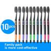 10PCS Ultra-Fine Bristles Bamboo Charcoal Toothbrush Soft Bristle Toothbrushes  Gum Care