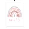 Pink Ballet Girl Swan Butterfly Rainbow Name Custom Wall Art Canvas Painting Posters And Prints Picture For Baby Kids Room Decor