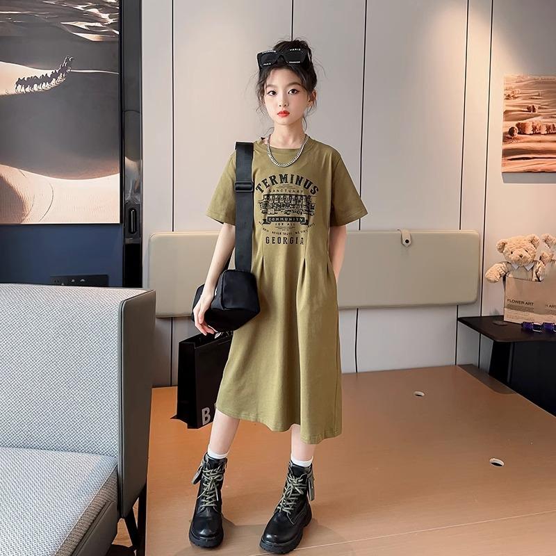 Модное летнее детское платье для девочек, детское свободное платье, повседневные однотонные платья для девочек-подростков, принцесс, платье 6, 8, 10, 12, 14 лет