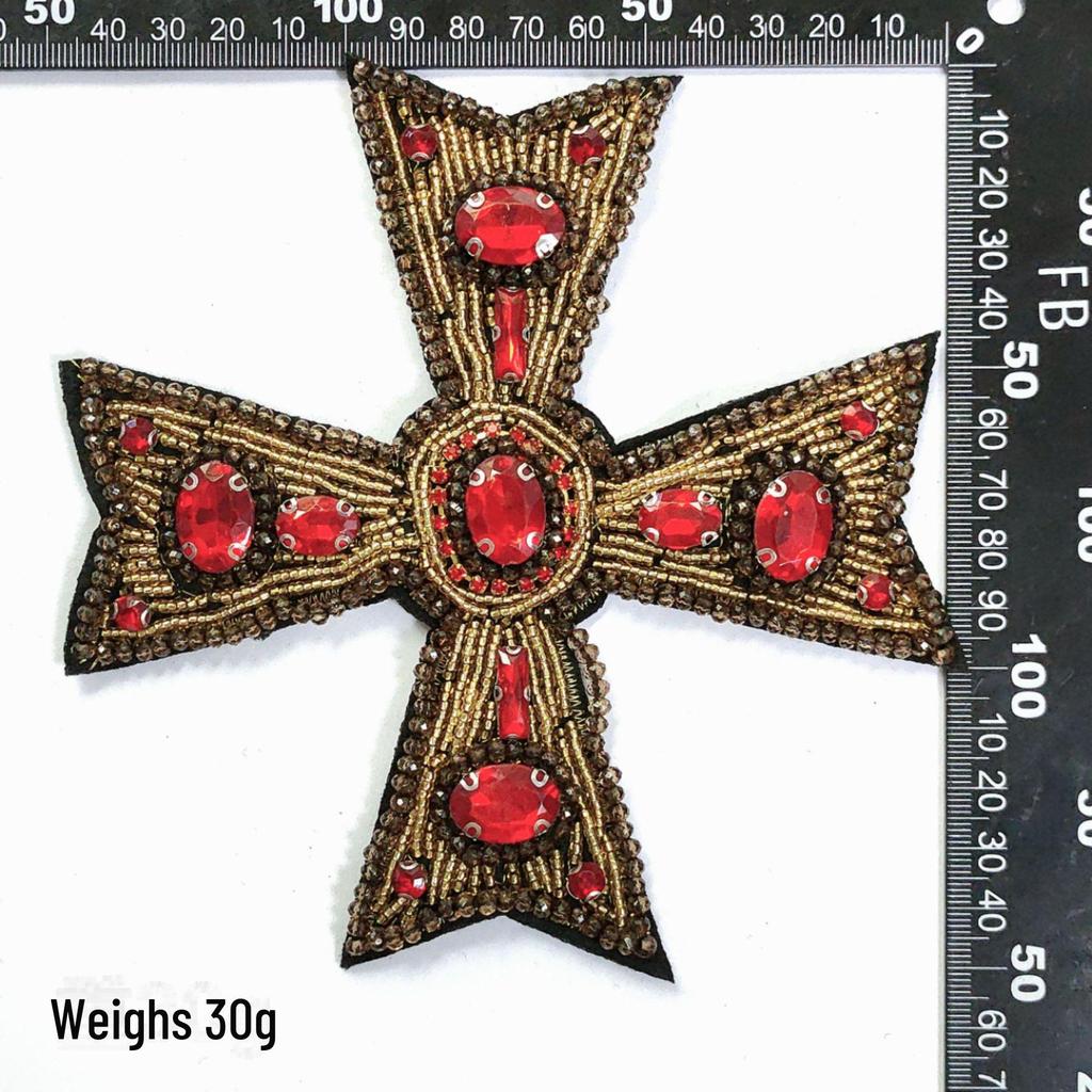 Большая нашивка с вышивкой крестом и стразами - аксессуар для одежды в стиле панк-стиль своими руками