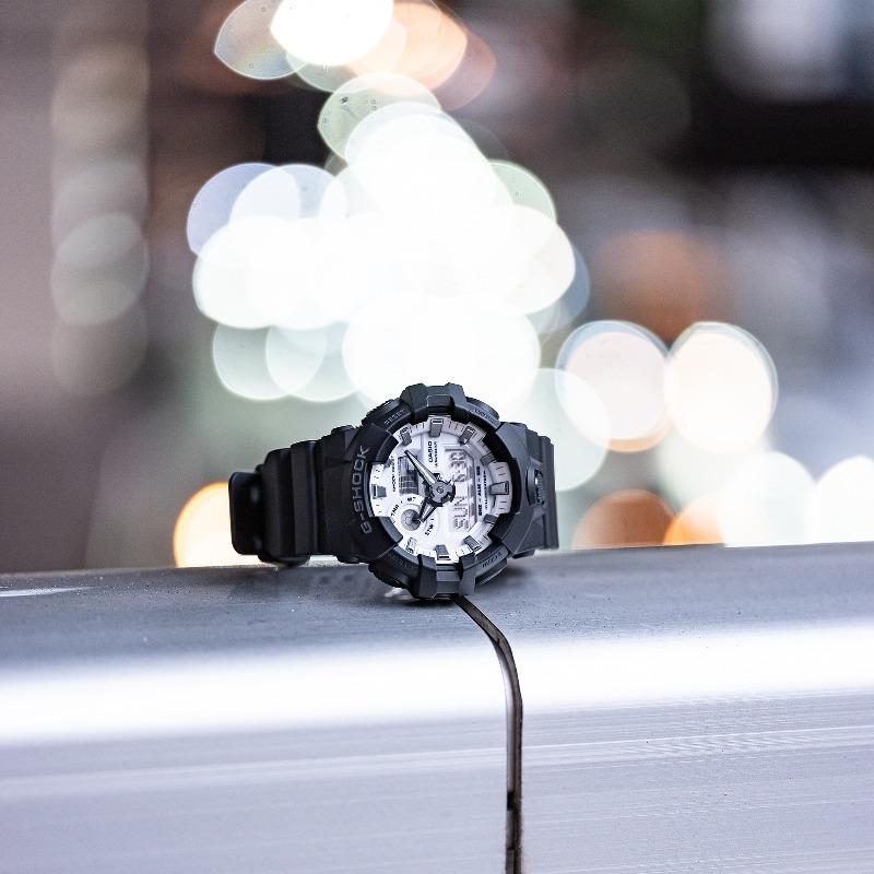 Casio Мужские часы G-SHOCK на смоляном ремешке, водозащита 200 м, аналоговые, ударопрочные, кварцевые, GA-700WD-1A