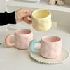 Ceramic Mug with Lid + Spoon Cute Female Office Coffee Cup Contrast Couple Household Water Cup