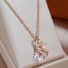 Vintage Design Geometric Zircon Women Pendant Water Wave Chain Fashion Necklace