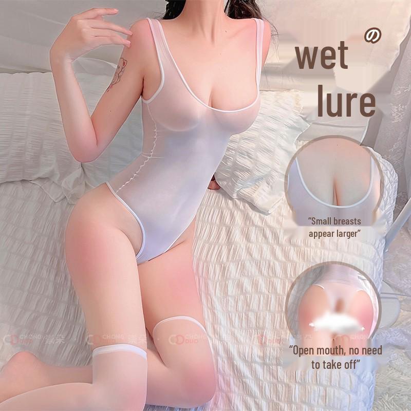 Прозрачный Высокоэластичный Боди с Открытой Промежностью Комплект Нижнего Белья