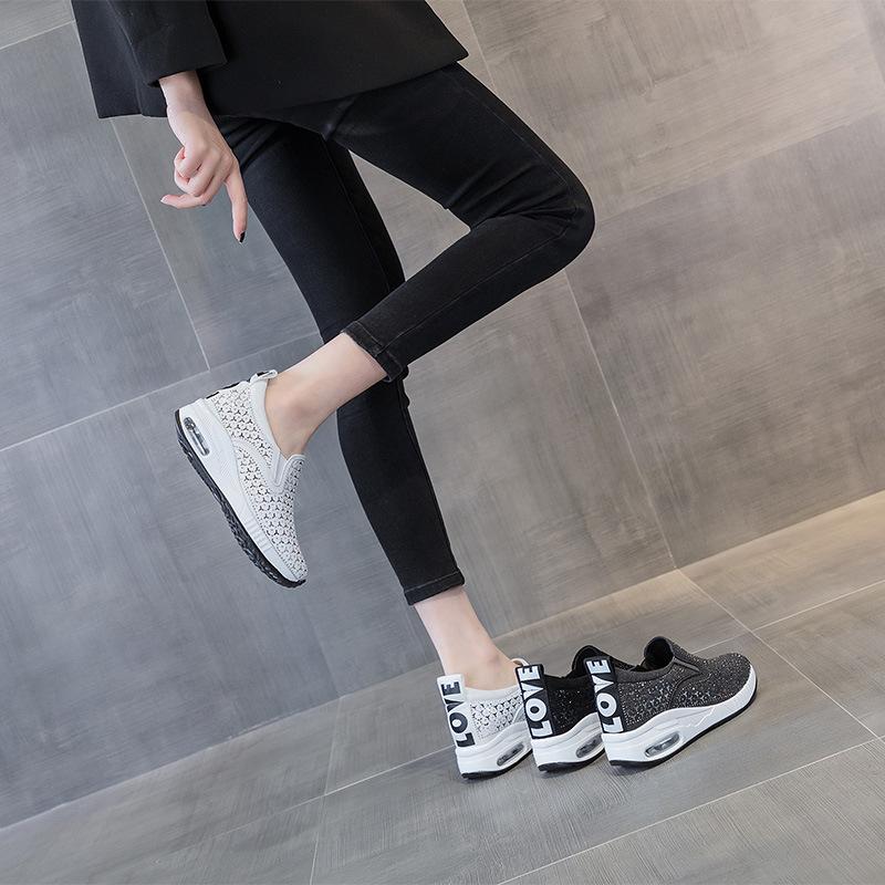 Fujin 6 см Новинка 2024 года, синтетическая платформа, танкетка, весна-лето, удобная модная обувь высокого бренда, массивные кроссовки, блестящие повседневные туфли-лодочки