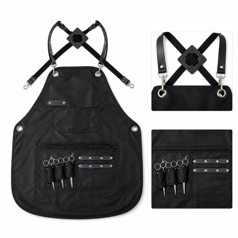 Cross Back Straps Hairdresser Apron Waterproof Leather Barber Apron Salon Apron Beauty Salon