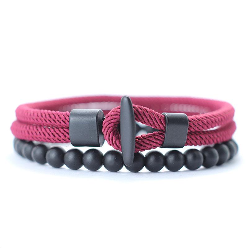 2 шт./компл. натуральный 6 мм оникс камень мужской браслет простой миланский канат бусины модный браслет комплект мужчины женщины пара латунные украшения