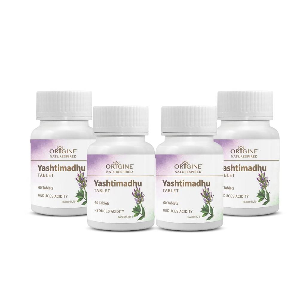 Origine Naturespired Яштимадху Травяные Таблетки Ежедневная Поддержка Здоровья 60 Таблеток Упаковка из 4 Штук Натуральная Формула Чистый