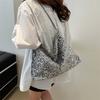 Stylish Korean Style Large Capacity Chic Chain Tote Bag For Women In Black White Silver
