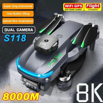 Новый S118 бесщеточный мини-дрон HD ESC с тремя камерами, двигатель с оптическим потоком, зависание, предотвращение препятствий, ветроустойчивый квадрокоптер, игрушка в подарок