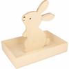Wooden Tray with Rabbit - 25 X 17 X 4.5 Cm